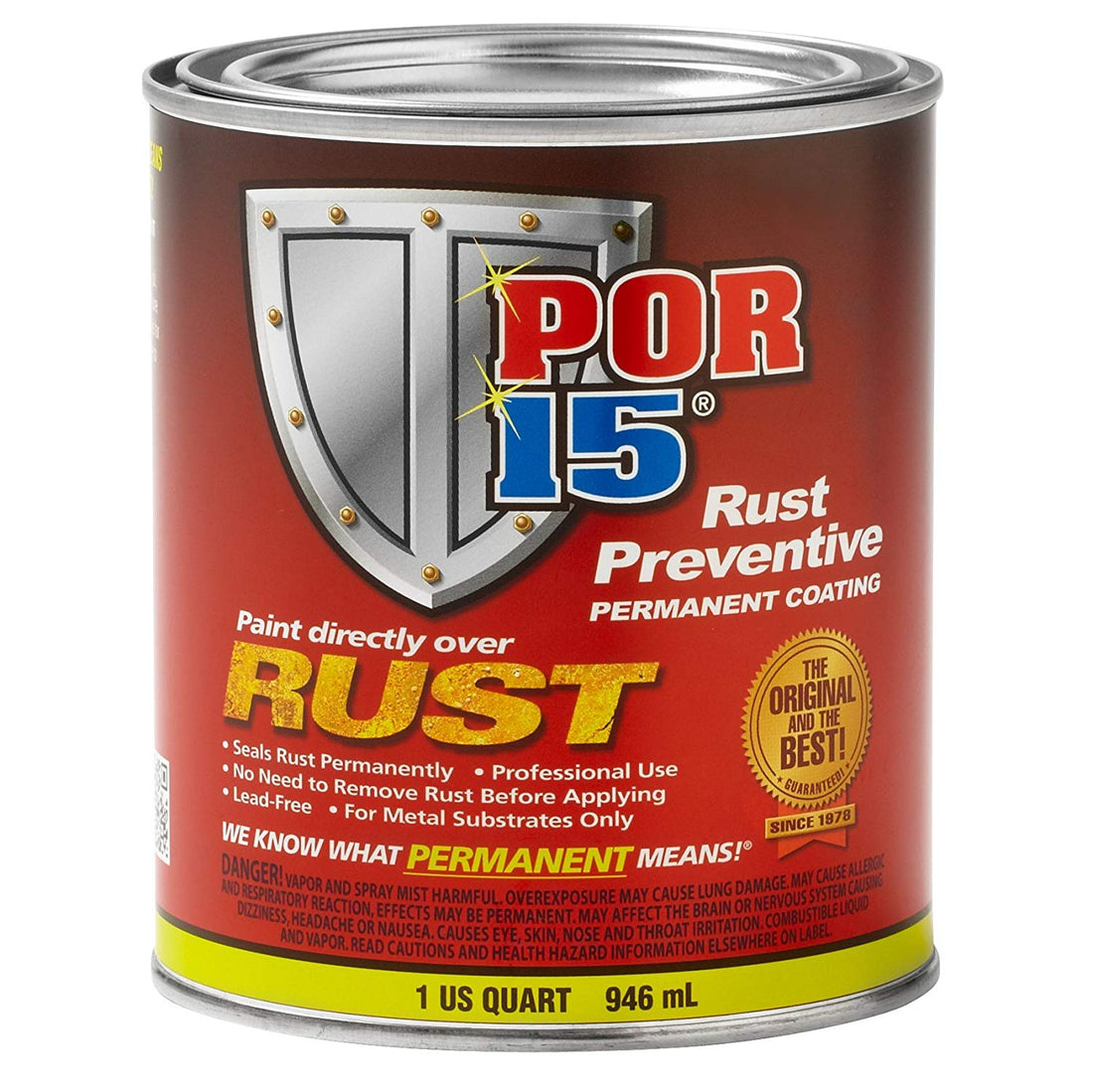 POR-15 45404 Rust Preventive Coating Semi-Gloss Black - 1 quart - Detailing Connect