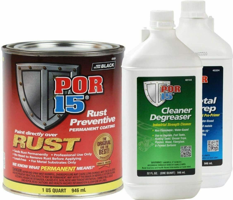 POR-15 45404 Rust Preventative Paint Semi-Gloss Black Kit Metal Prep Degreaser - Detailing Connect