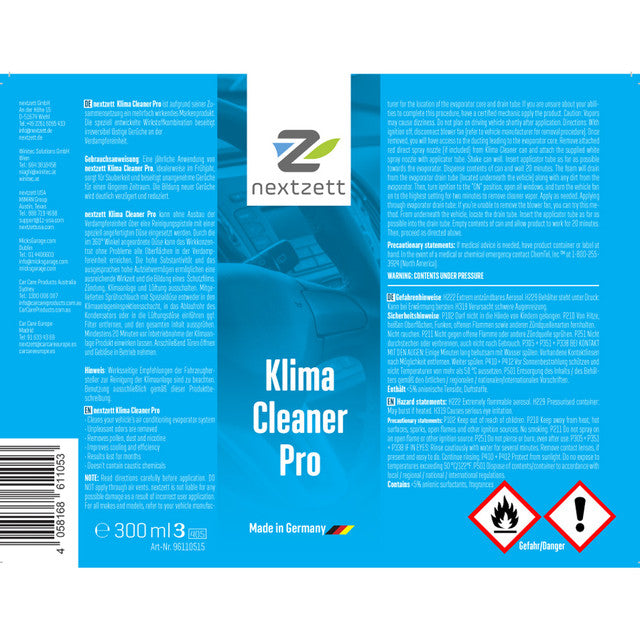 Nextzett USA Klima Cleaner Air Conditioner Cleaner 10 oz - Detailing Connect