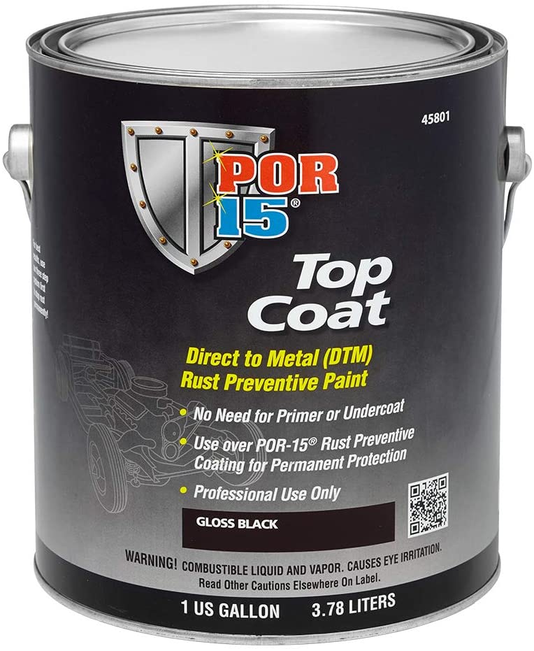 POR-15 45801 Top Coat Gloss Black Paint, 1 Gallon - Detailing Connect