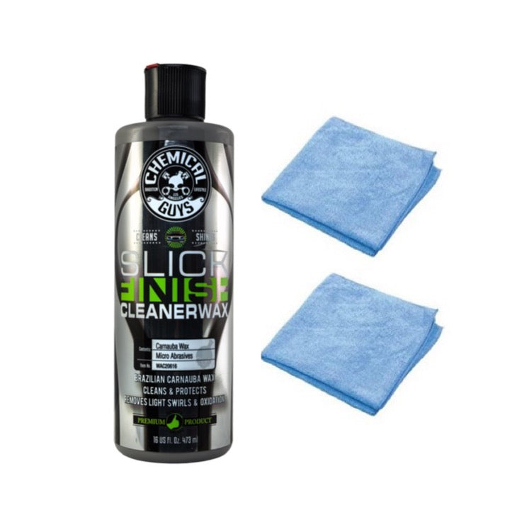 Chemical Guys Slick Finish Cleaner Wax with Micro-Abrasives 16oz + 2 M –  Detailing Connect
