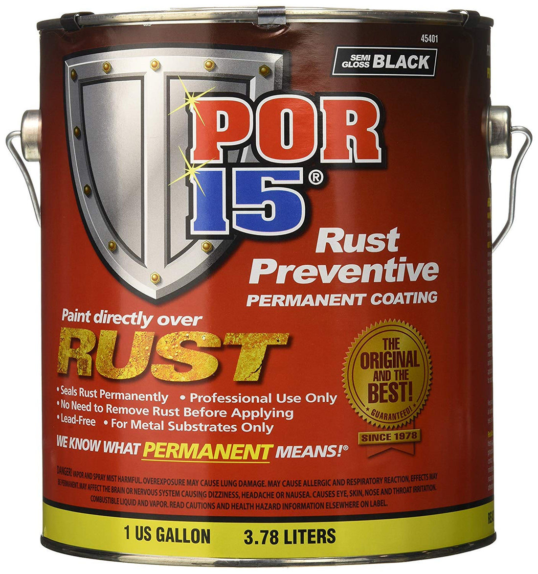 POR-15 45401 Rust Preventive Coating Semi-Gloss Black - 1 gallon - Detailing Connect