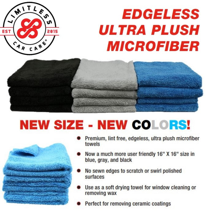 Limitless Car Care Edgeless Ultra Plush 16 x 16 - 3 PACK - Detailing Connect